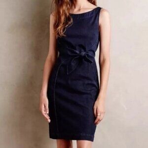 Anthropologie Holding Horses Denim Clara Tie Front Dress Dark Wash Sz 2